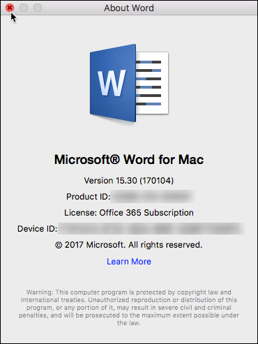 Microsoft Word For Mac Version 15.30